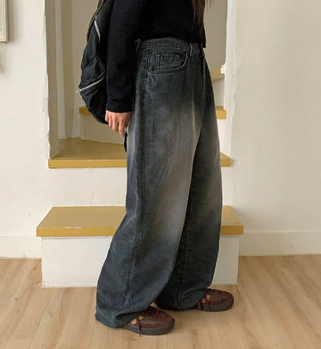 Hibis corduroy washed wide pants